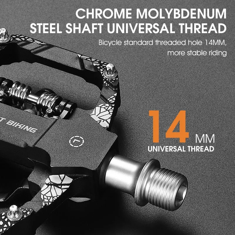 2 In 1 Bicycle Pedals SPD Self-Locking Pedal DU Bearing MTB Road Bike Anti-slip Flat Pedals Cycling Part Accessories