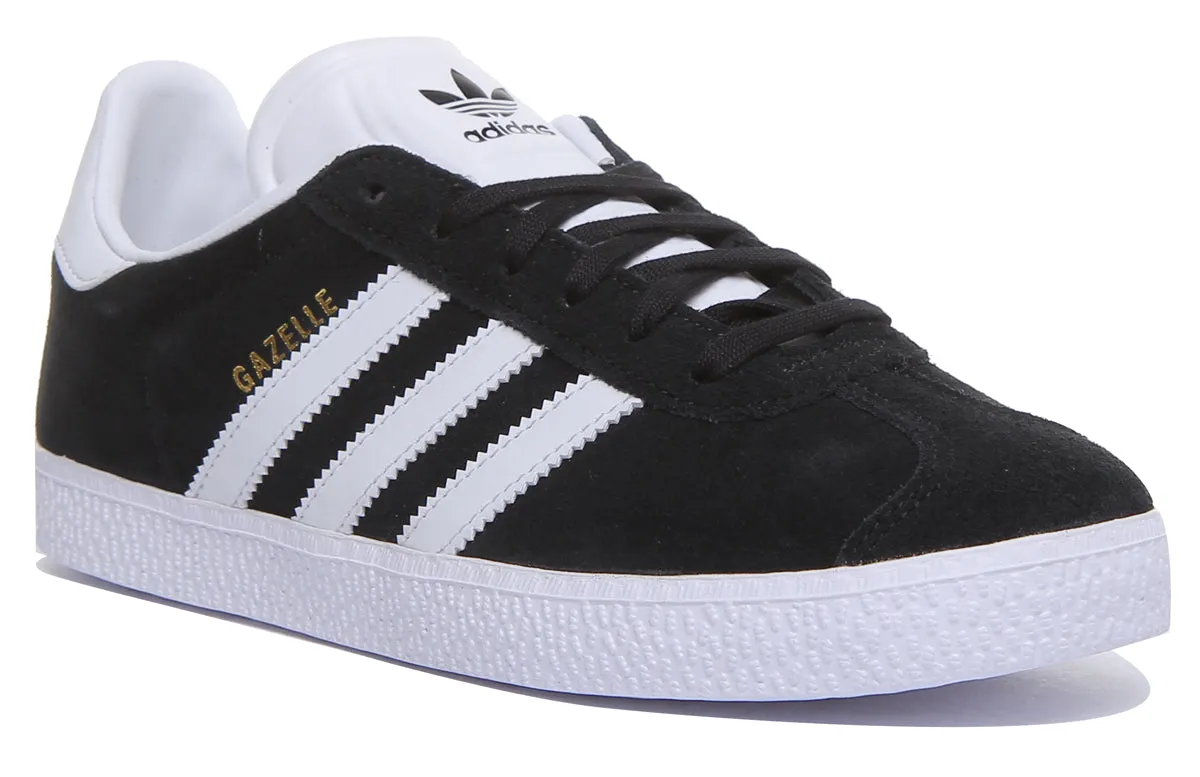 Adidas Gazelle J Trainers In Black White For Youth