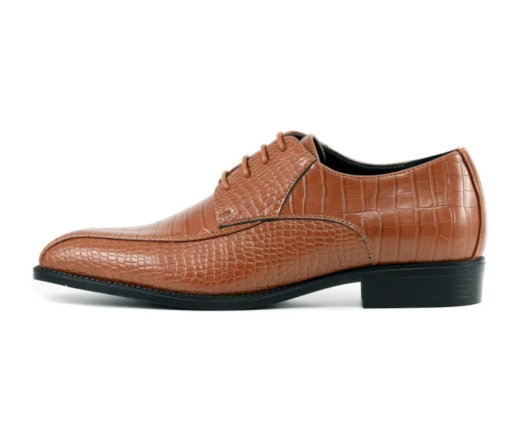 Amali Harvey Croc Print Men's Cognac Exotic Leather Dress Shoes