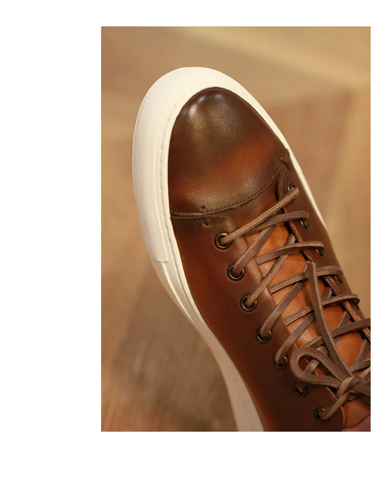 American Retro Handmade Leather Sneakers