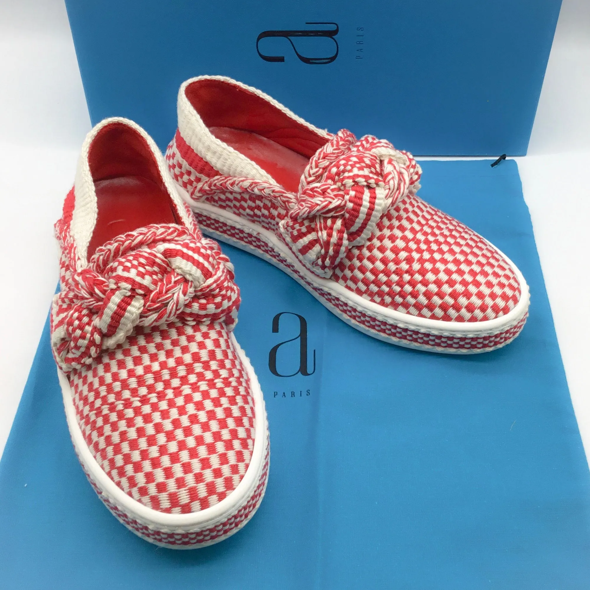 ANTOLINA Red Check Woven Slip On Sneakers