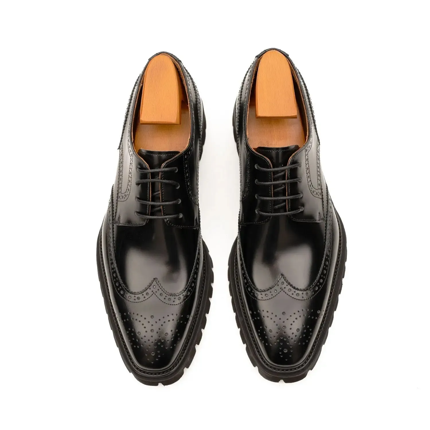 Black derby brogue shoes