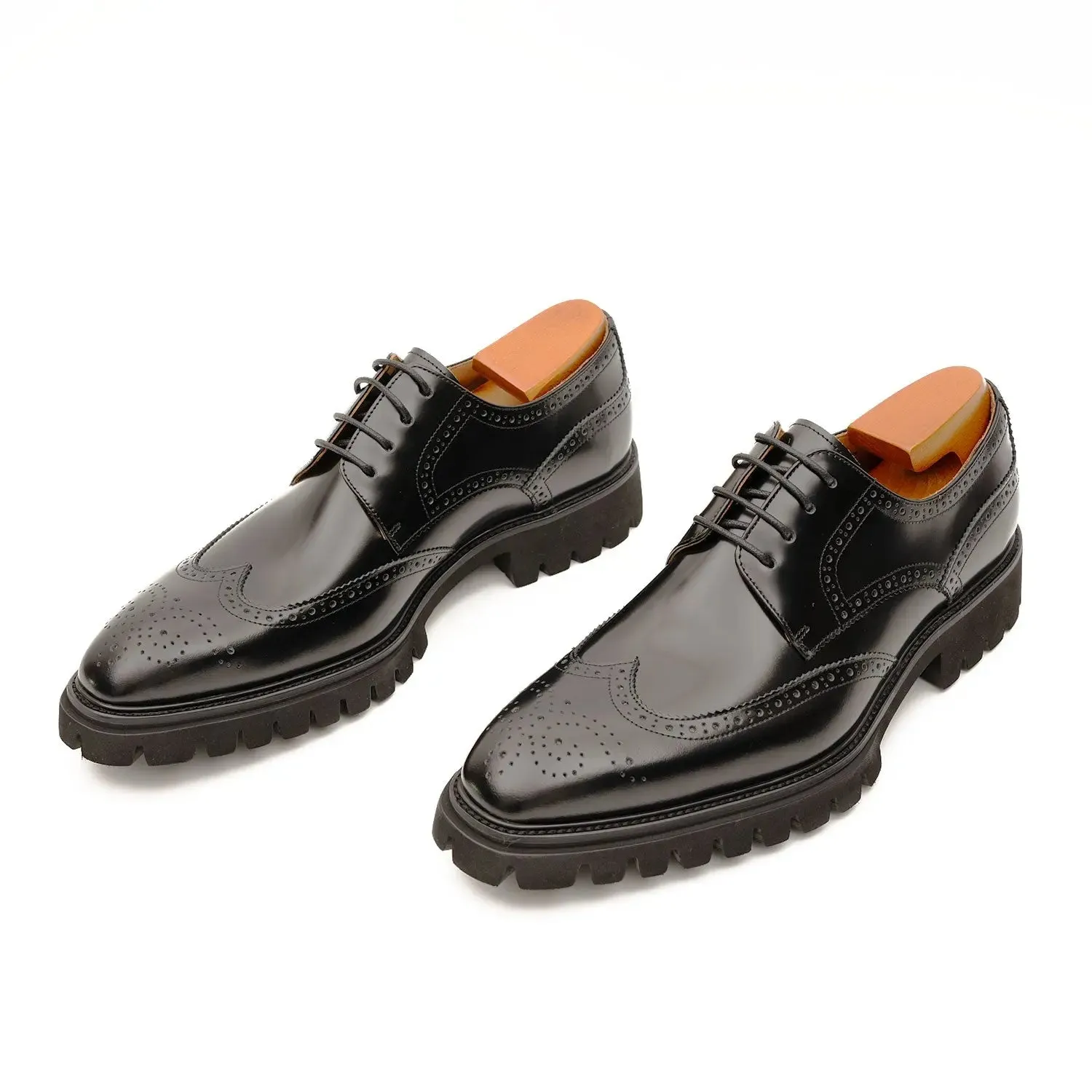 Black derby brogue shoes