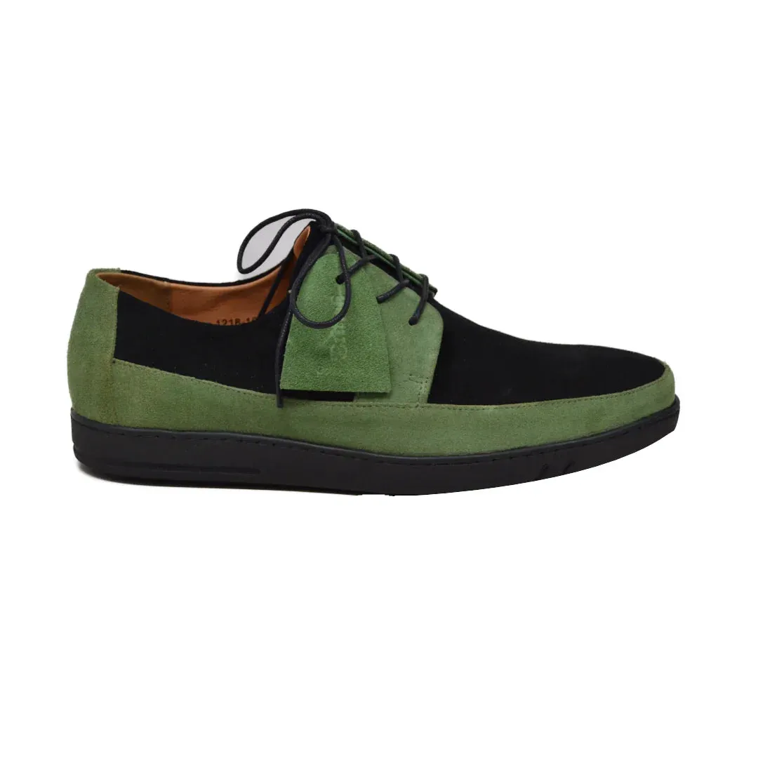 British Walkers Westminster Vintage Bally Style Men's Olive Green Leather and Suede Low Top Sneakers