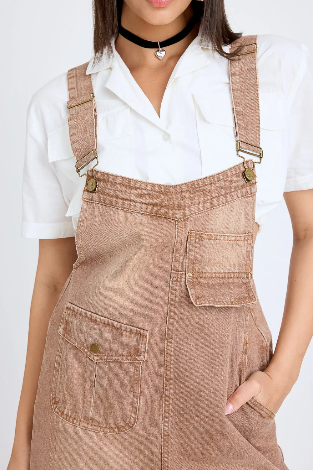 Denim Peach Summer Dungaree