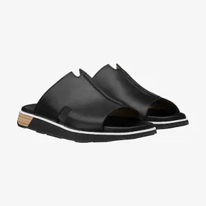 Herm Pharaon in calfskin sandal-Black