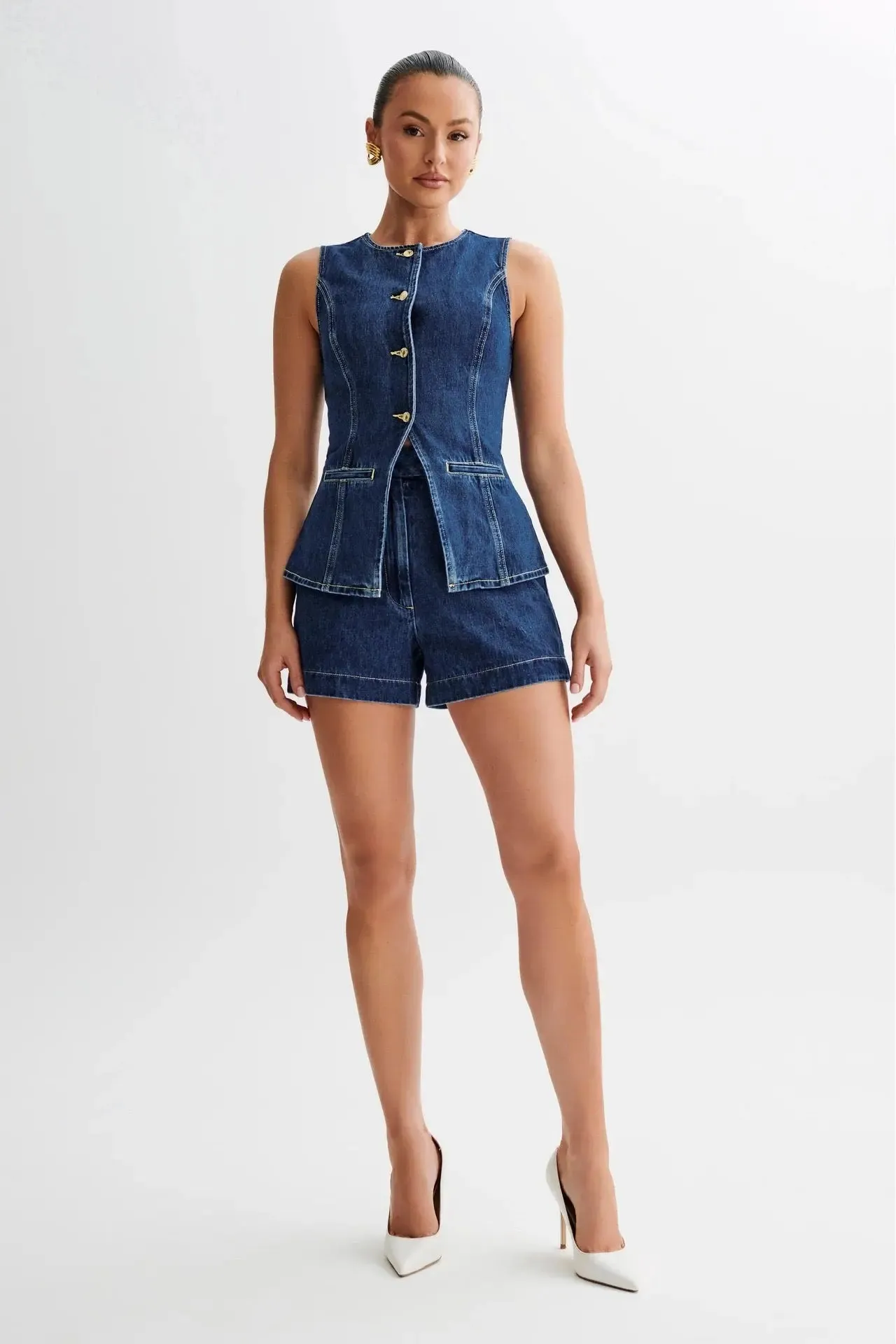 High-Waisted Denim Shorts