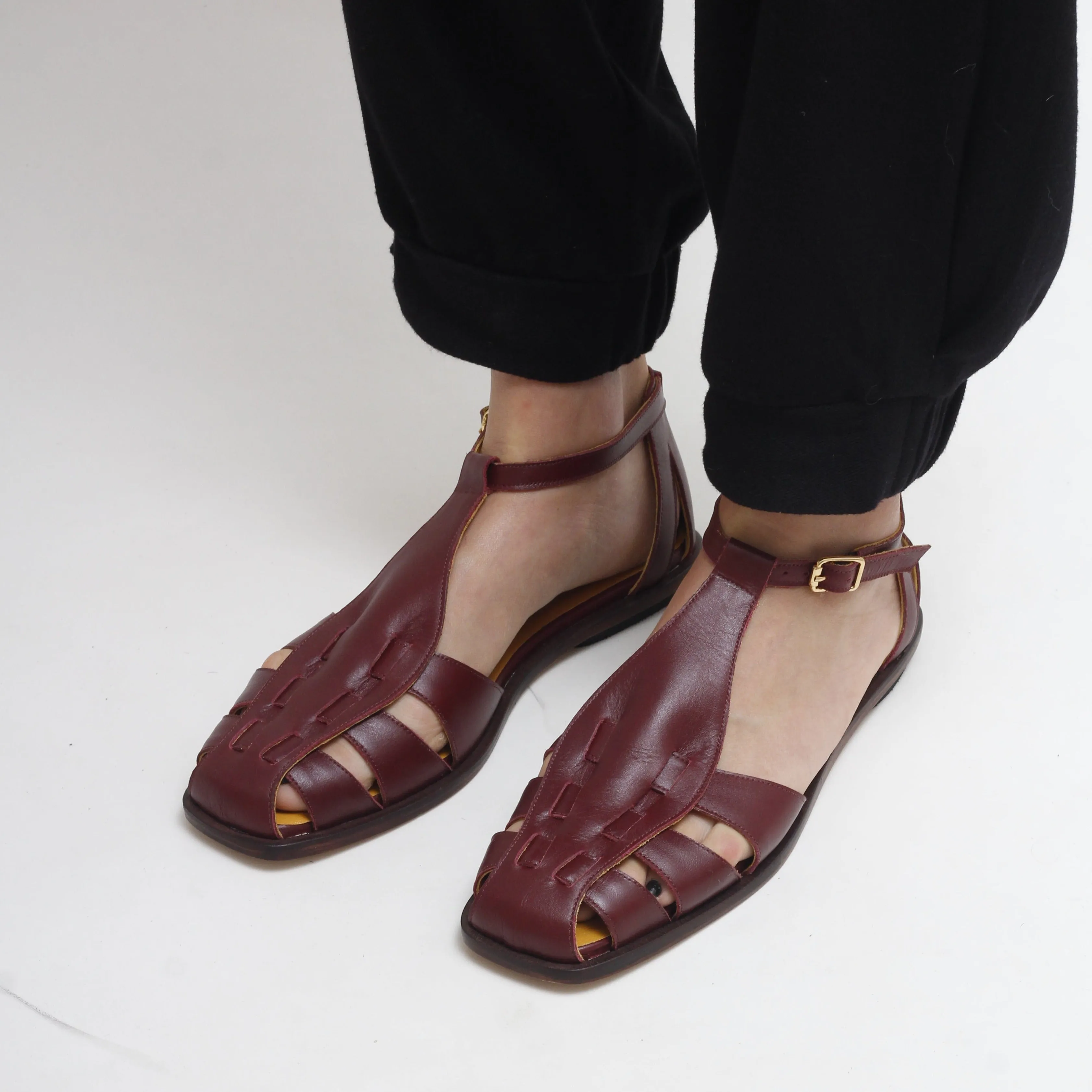 Ida Wine Fisherman Sandals