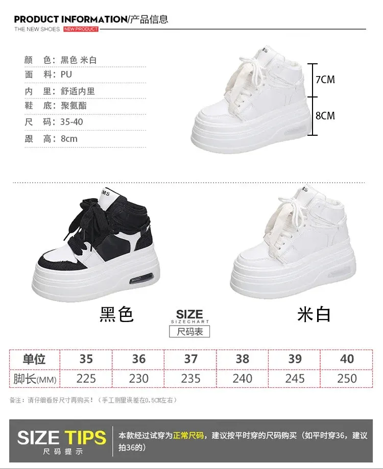 Joskaa 2024 New White High Top Platform Sneakers