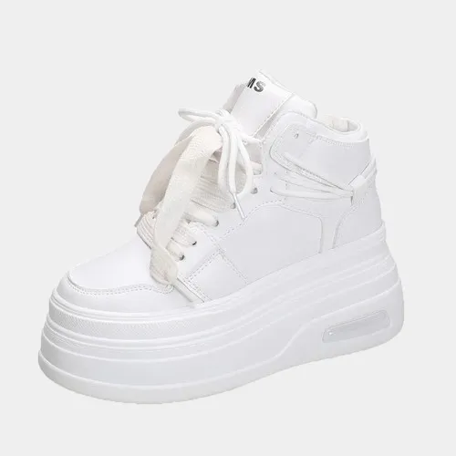 Joskaa 2024 New White High Top Platform Sneakers