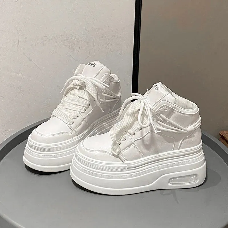 Joskaa 2024 New White High Top Platform Sneakers