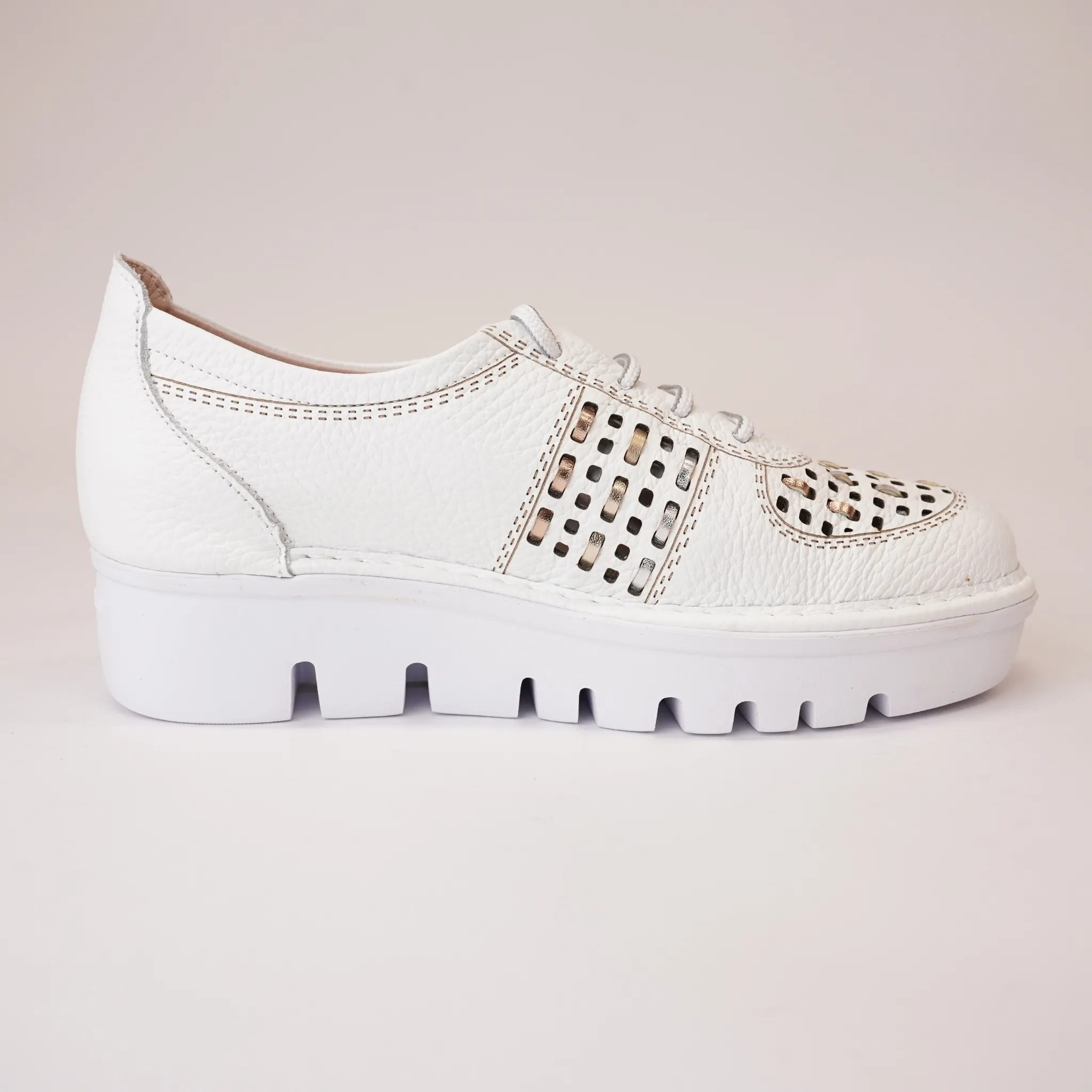 Js-4423 White/ Multi Leather Sneakers