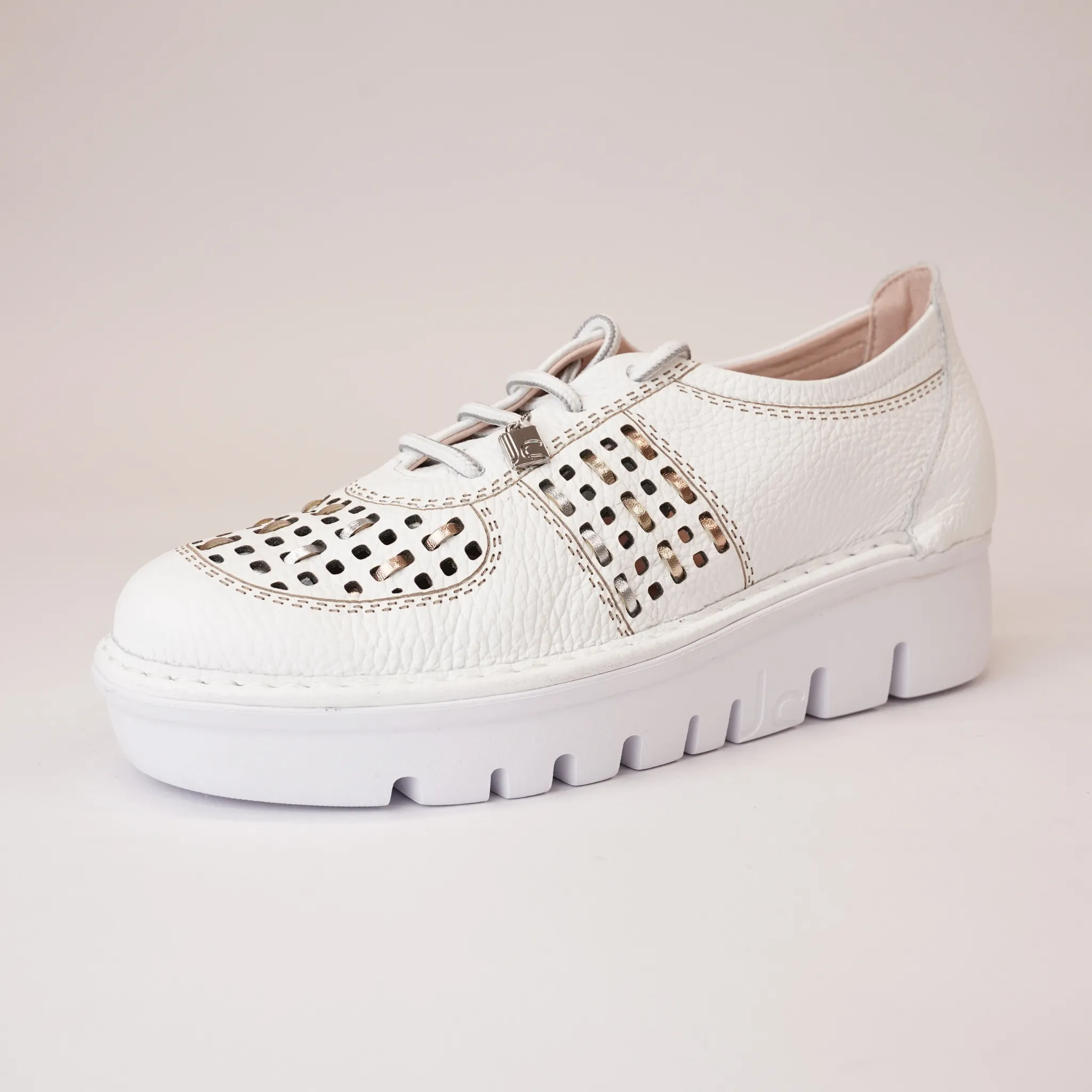 Js-4423 White/ Multi Leather Sneakers