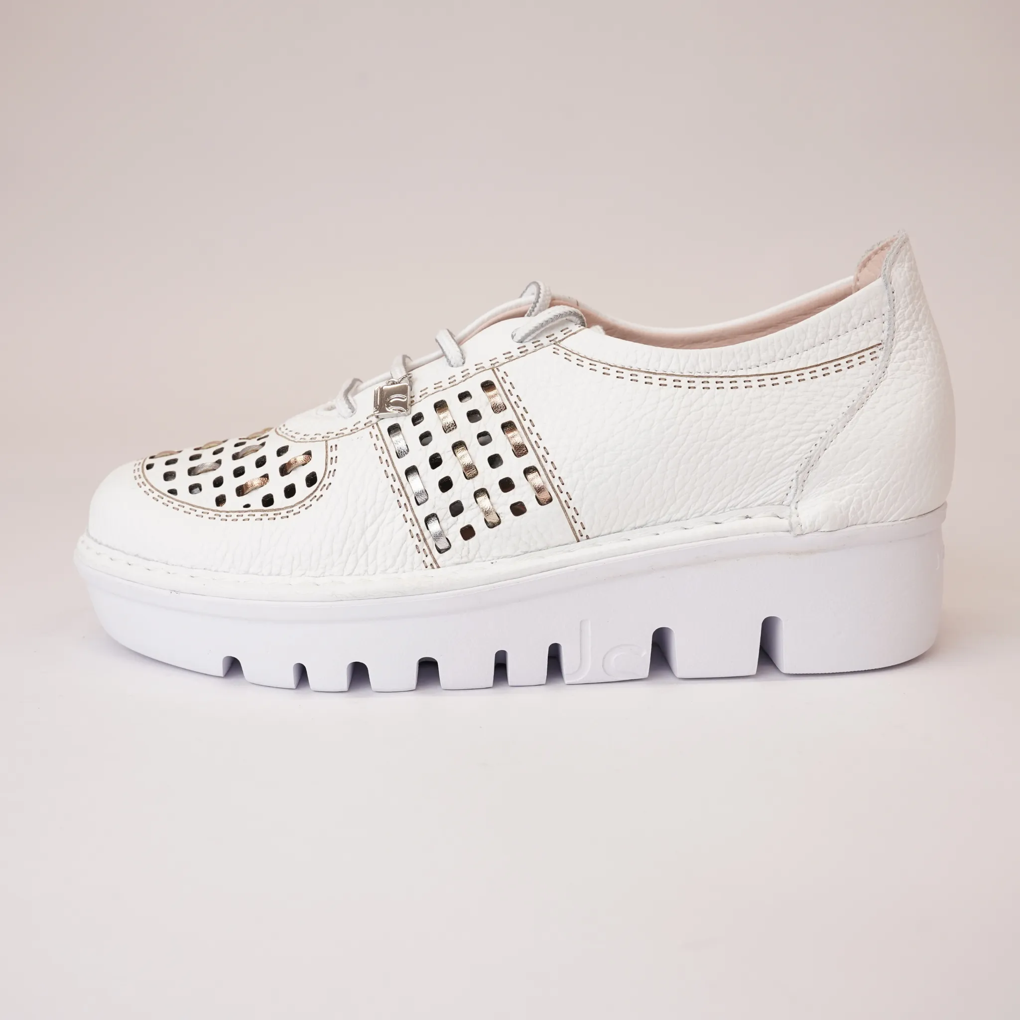 Js-4423 White/ Multi Leather Sneakers