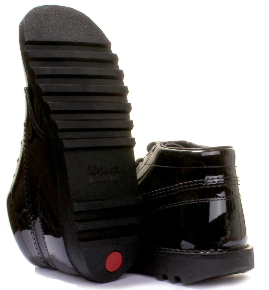 Kickers Kick Hi Youth In Black Patent in Teen UK Size 3 - 6