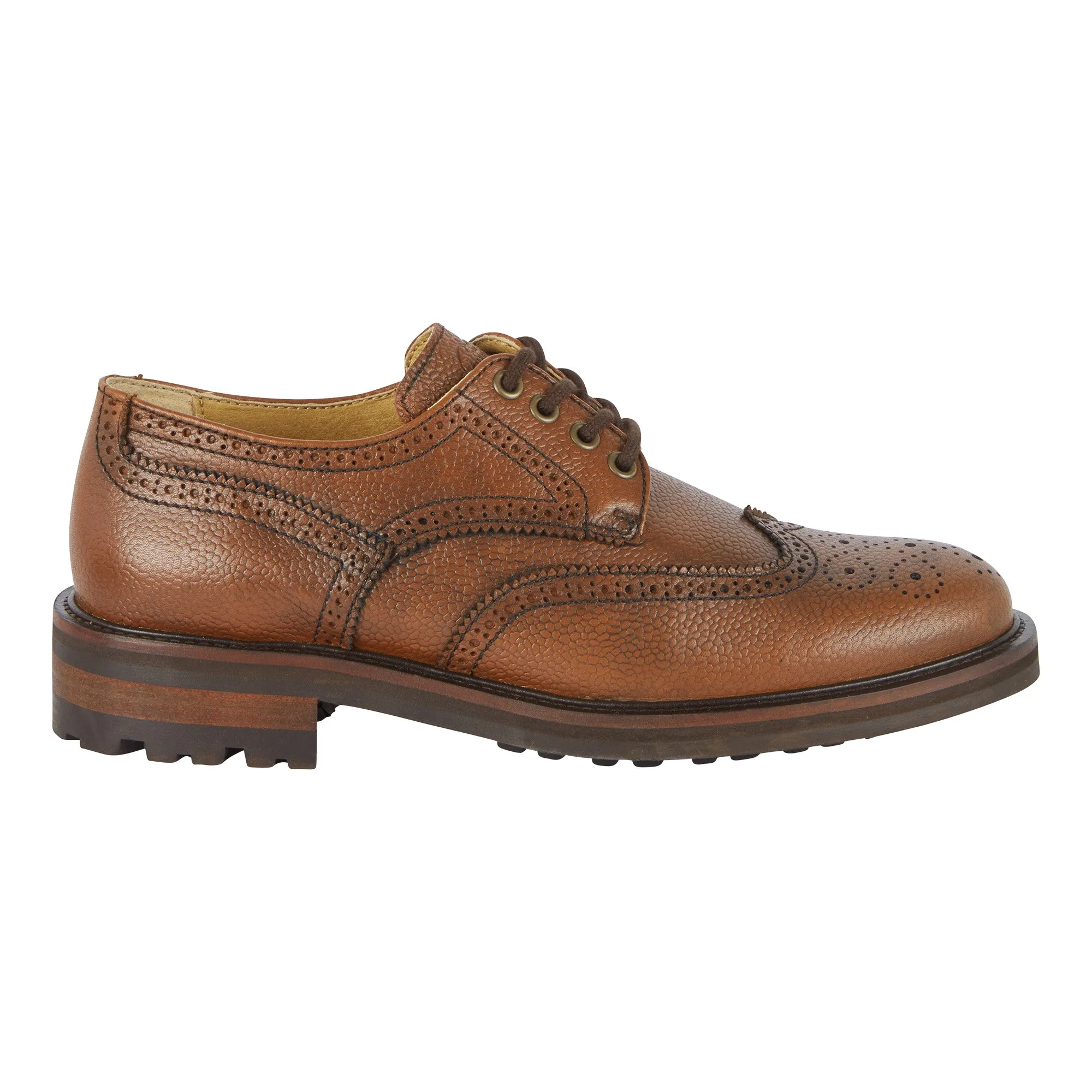 Le Chameau Mens Normandy Cuir Brogue Shoe - Marron