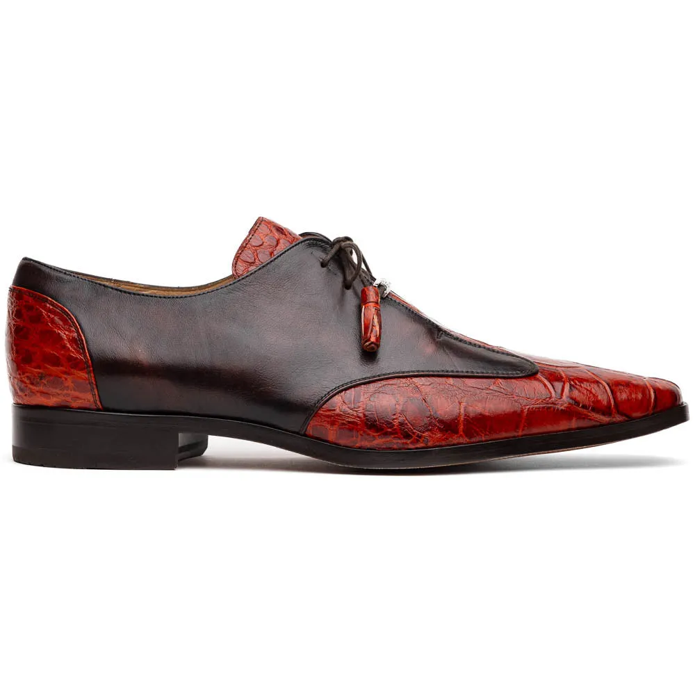 Marco Di Milano Anzio Derby Cognac Alligator And Calfskin Shoes