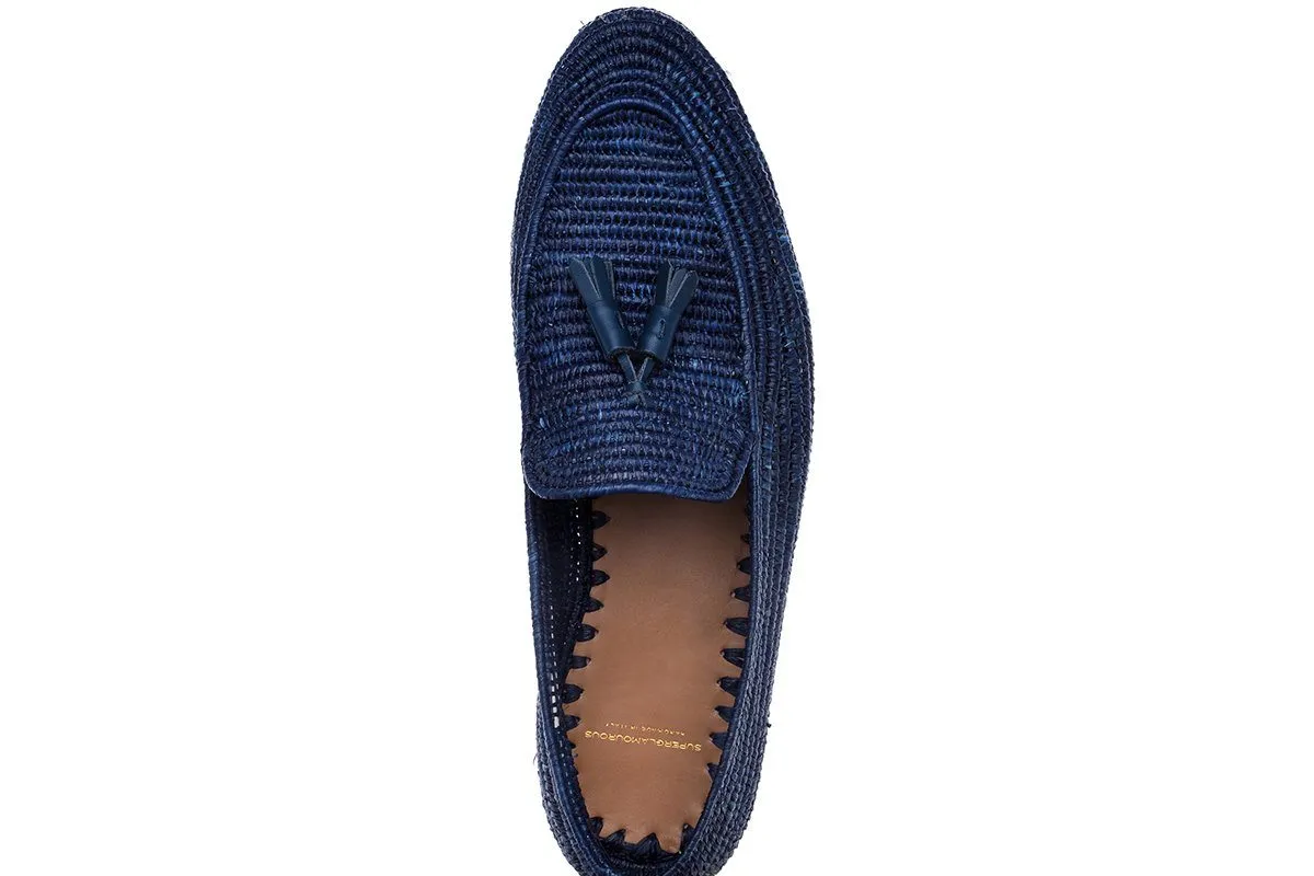 MELILLA RAFIA NAVY LOAFERS