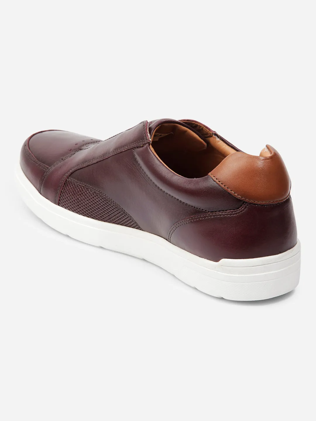 Men Wine Leather Sneaker (ID3088)