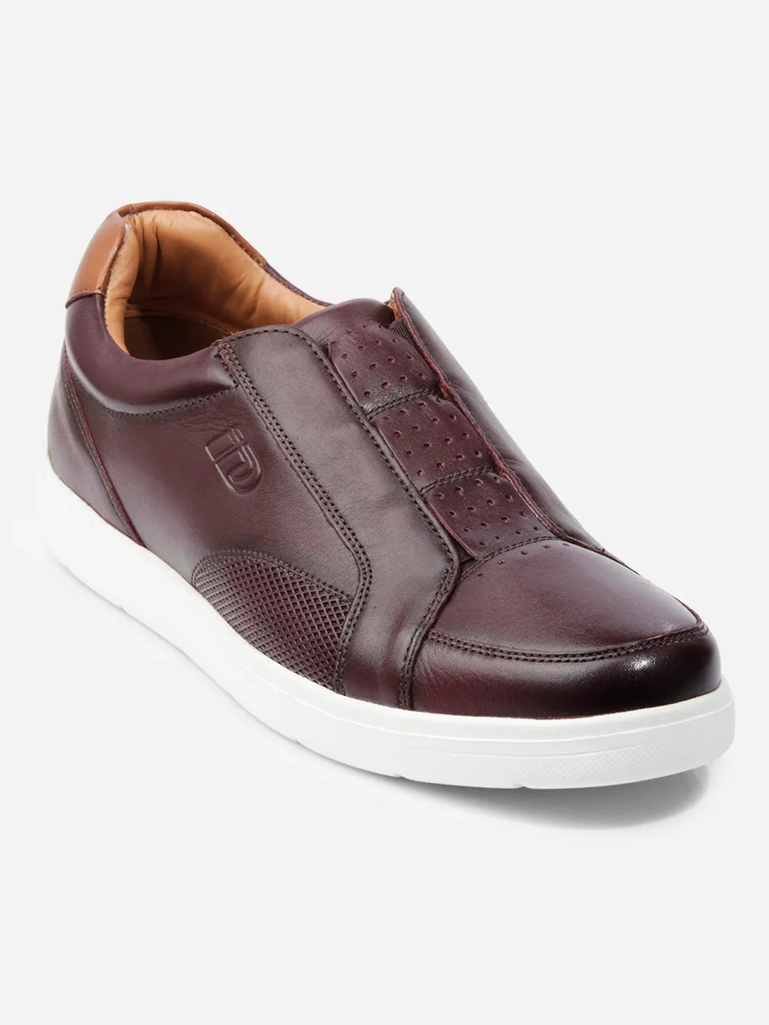 Men Wine Leather Sneaker (ID3088)