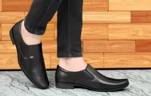 Men's Sleek Black Slip-On Dress Shoes for Effortless Elegance