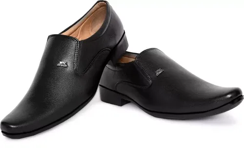 Men's Sleek Black Slip-On Dress Shoes for Effortless Elegance