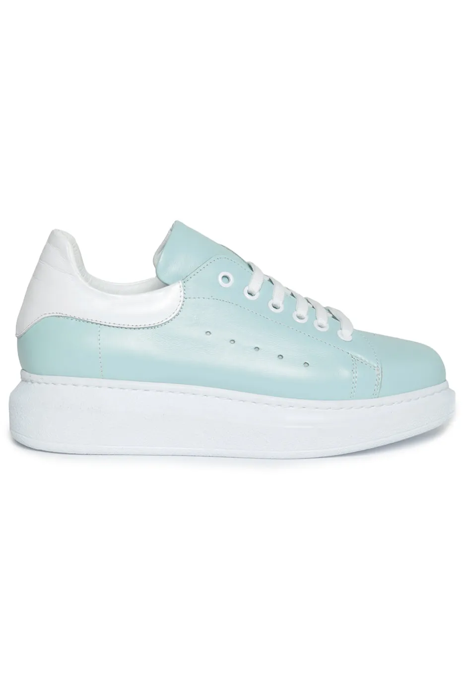 Minimalist Lace-Up Sneakers - Light Blue