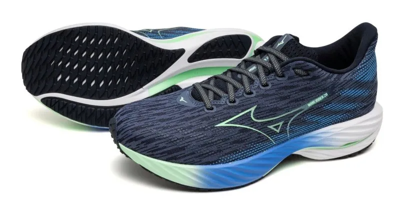 Mizuno Men's Wave Rider 28 - Vintage Indigo/Neo Mint