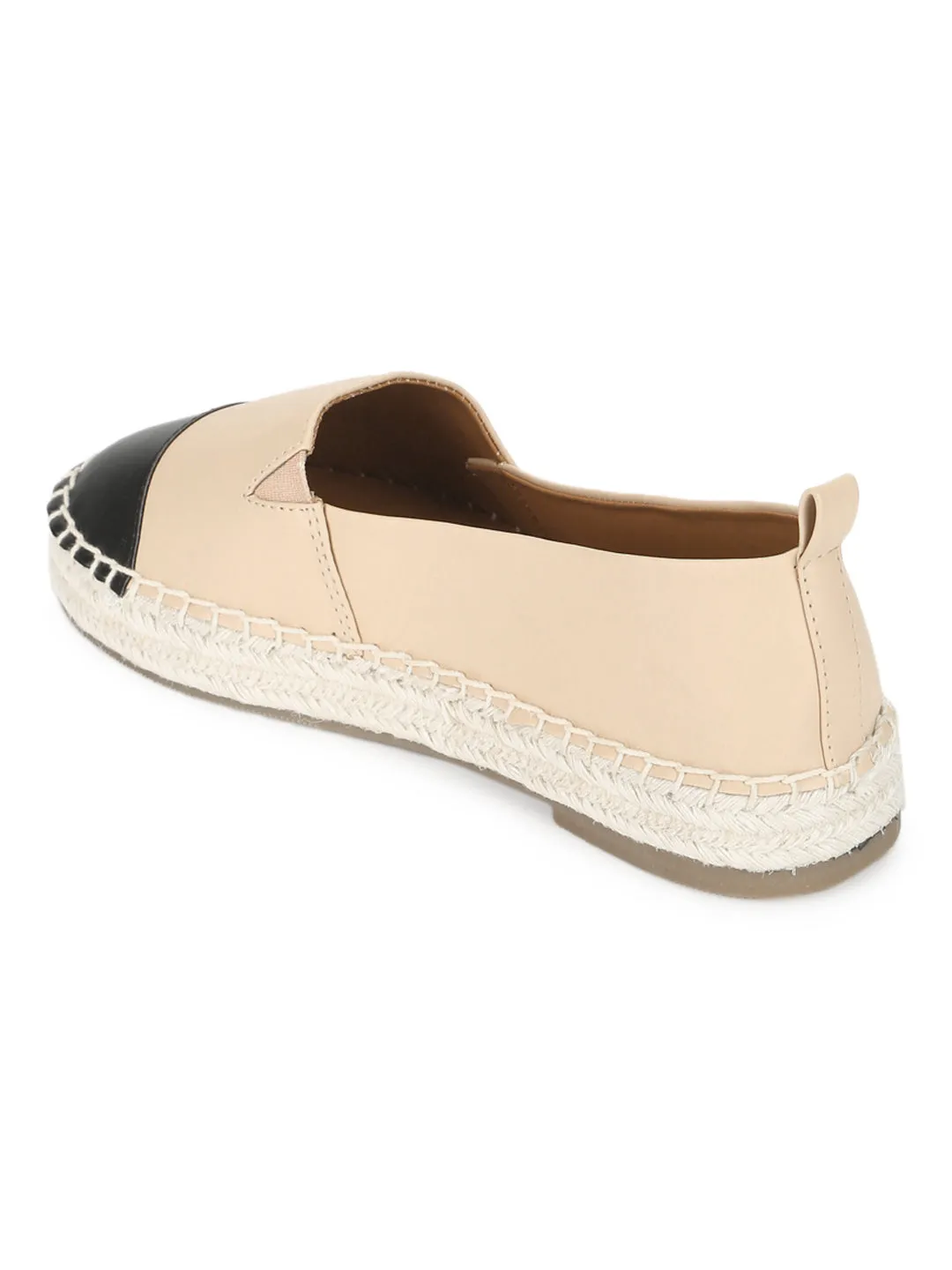 Nude PU Platform Heel Slip On Espadrilles