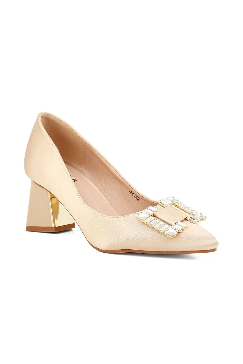 Party Wear Court Shoes I44449-Beige