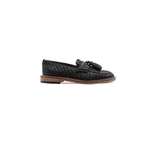 Qird - Kid's Black Hand Woven Leather Loafer (5-12 Years Old)