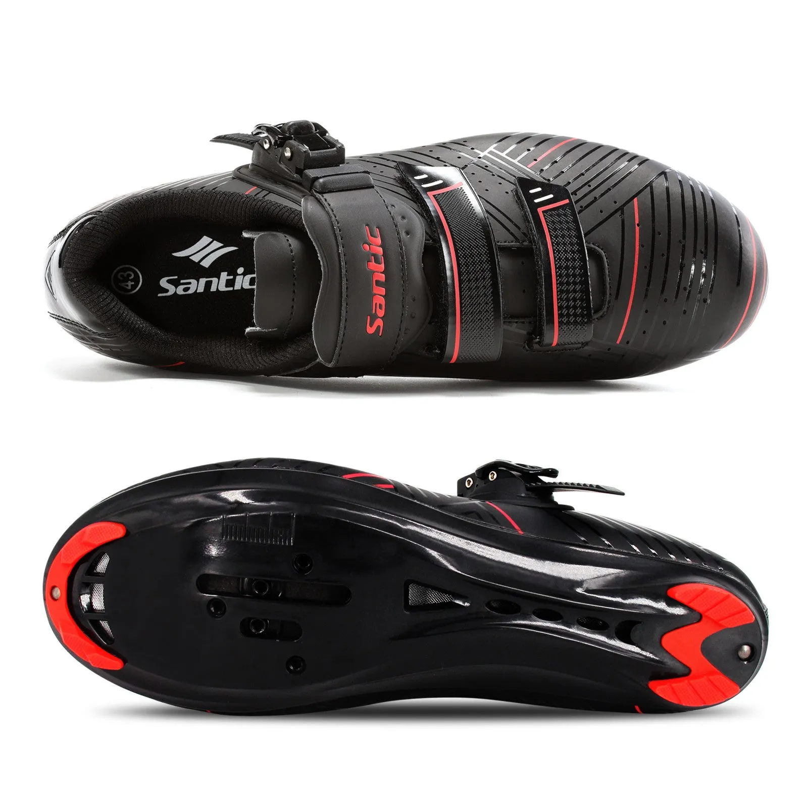 Santic Roadway Black Cycling Shoes Compatible with SPD and Delta Lock Pedal