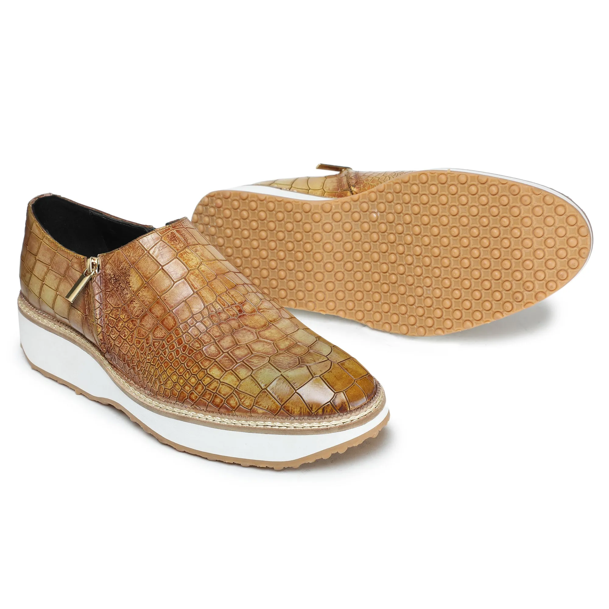 Slip On Zipper Sneakers- Crocs Olive Tan