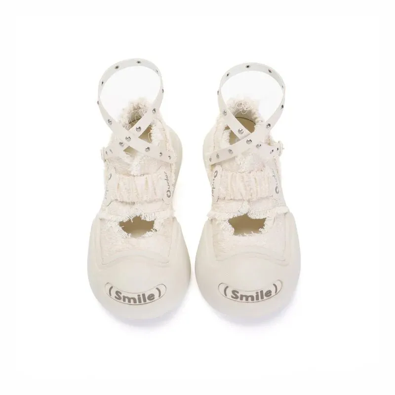 Smile Phantom Canvas Mary Jane Shoes