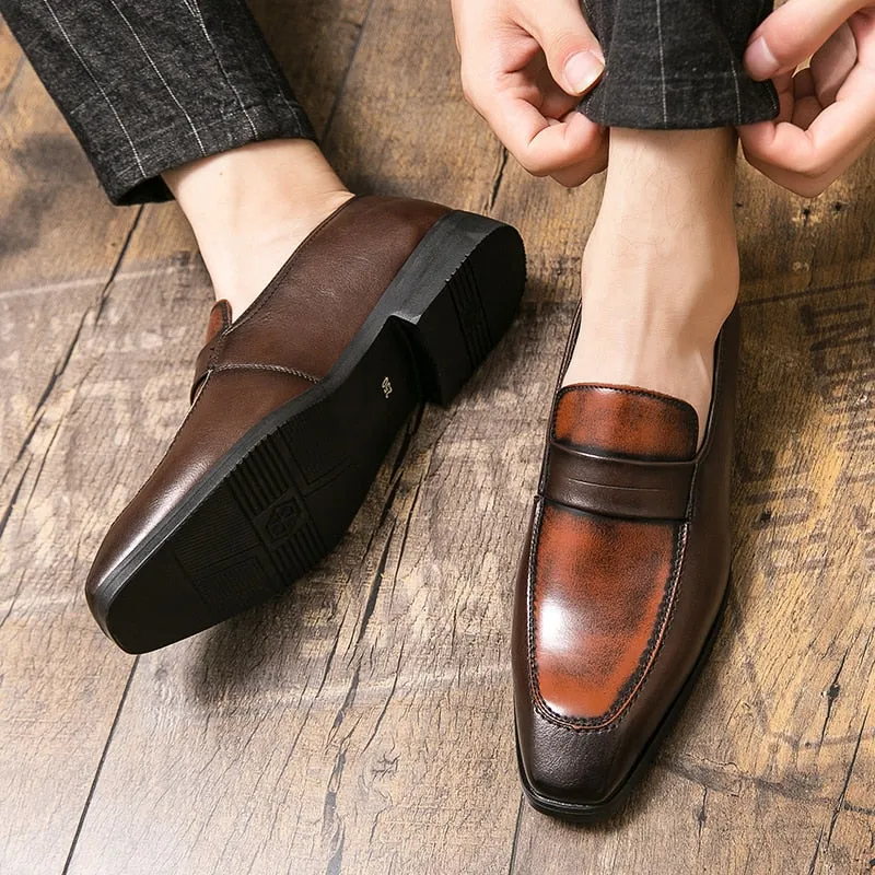 Solid Auburn Loafers Slip-On Shoes