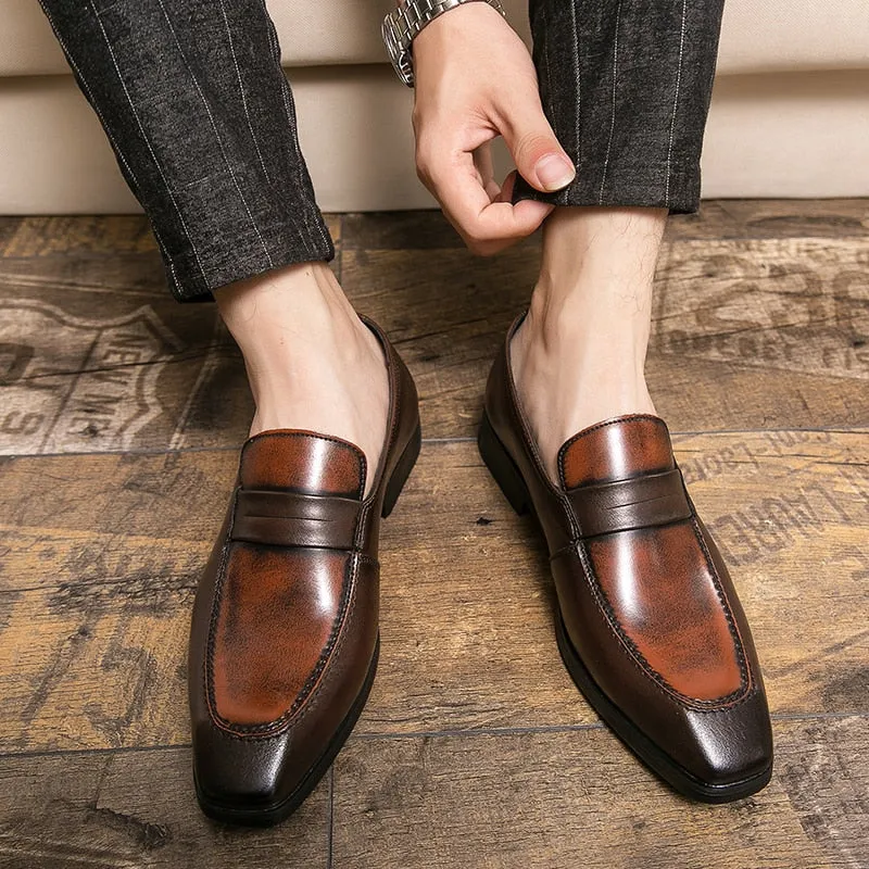 Solid Auburn Loafers Slip-On Shoes