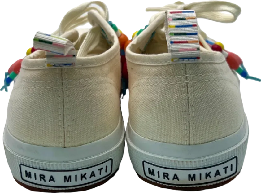 Superga Cream x Mira Mikati Beaded Low Top Sneakers UK 4