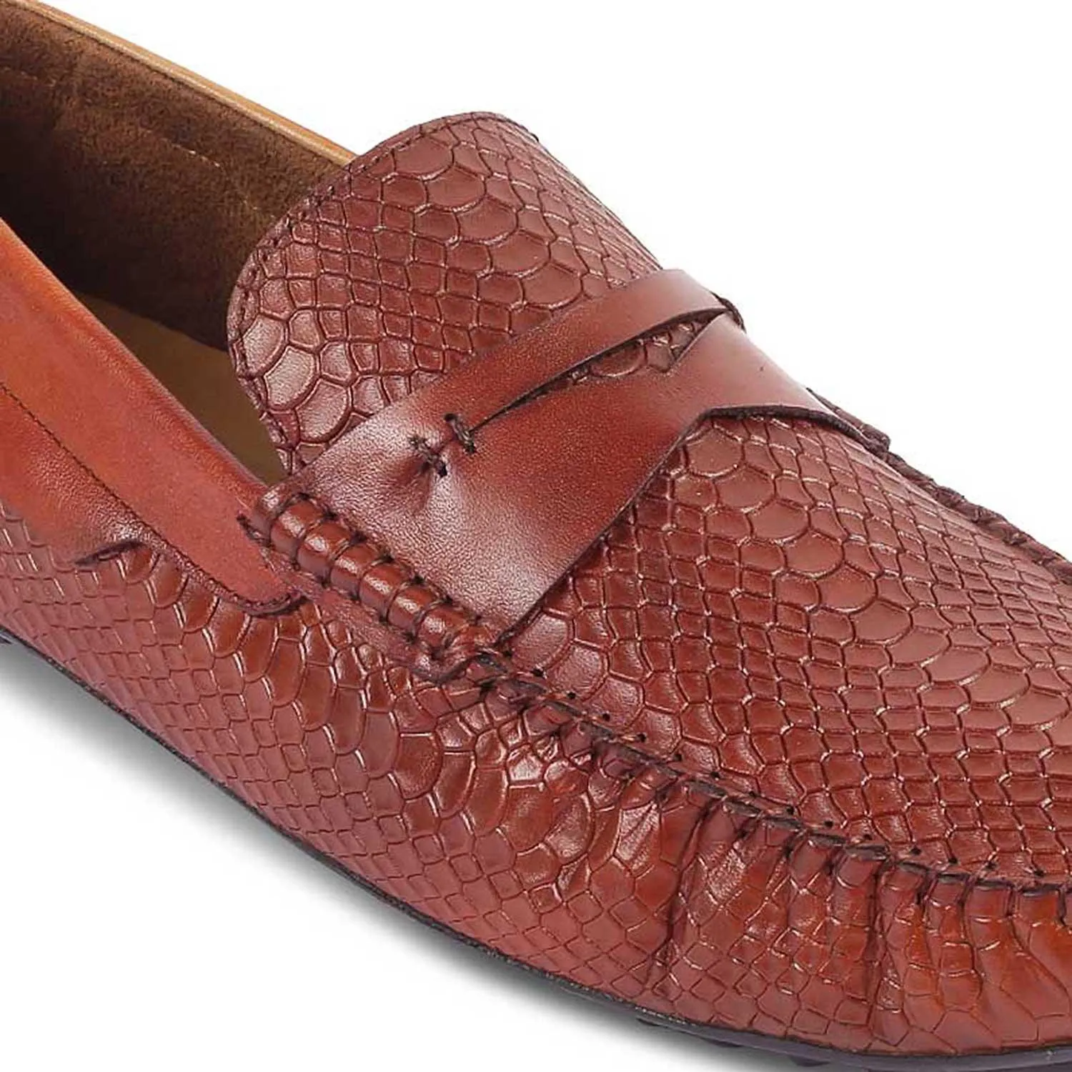 The Argon Tan Men's Leather Driving Loafers Tresmode