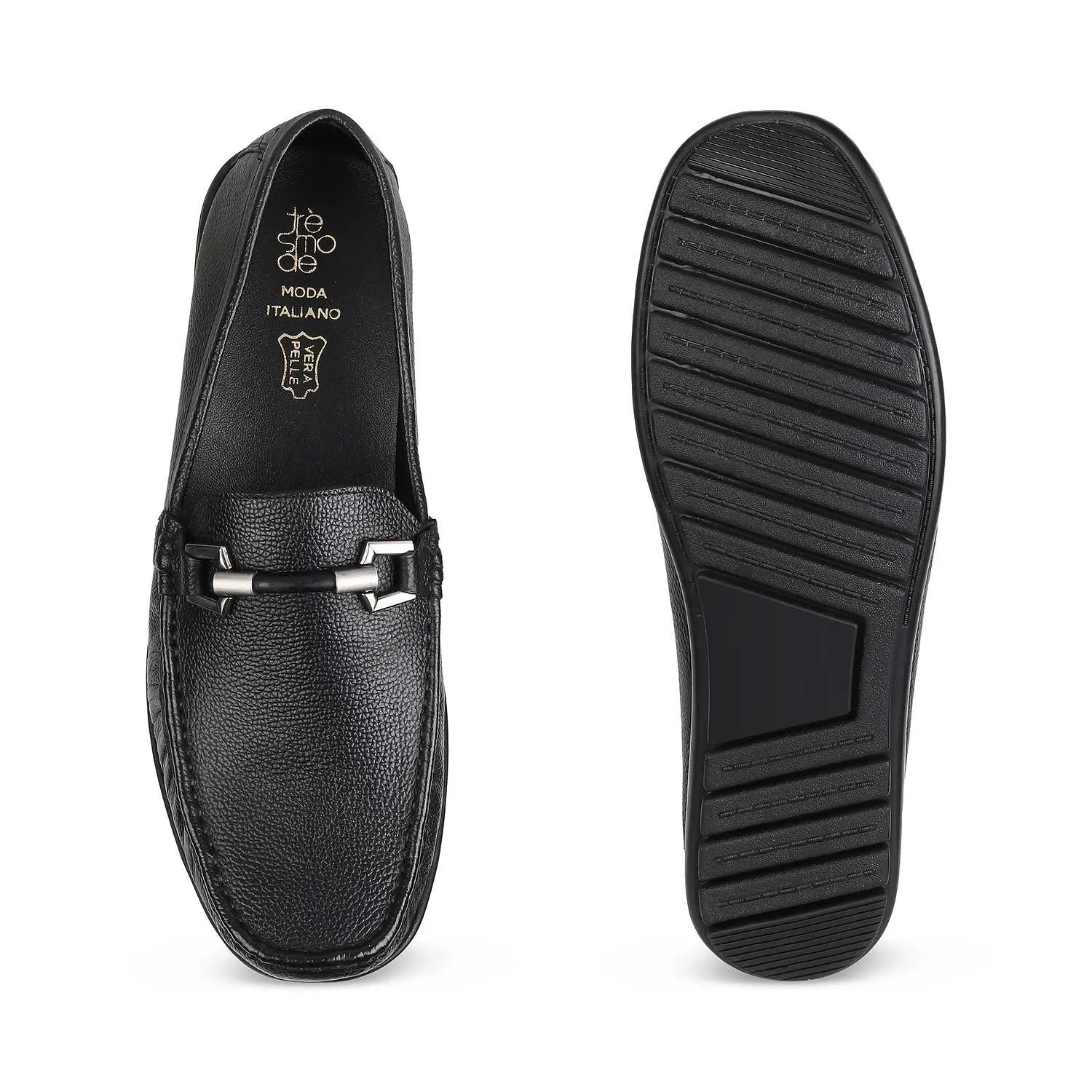 The Uffizi Black Men's Leather Loafers Tresmode