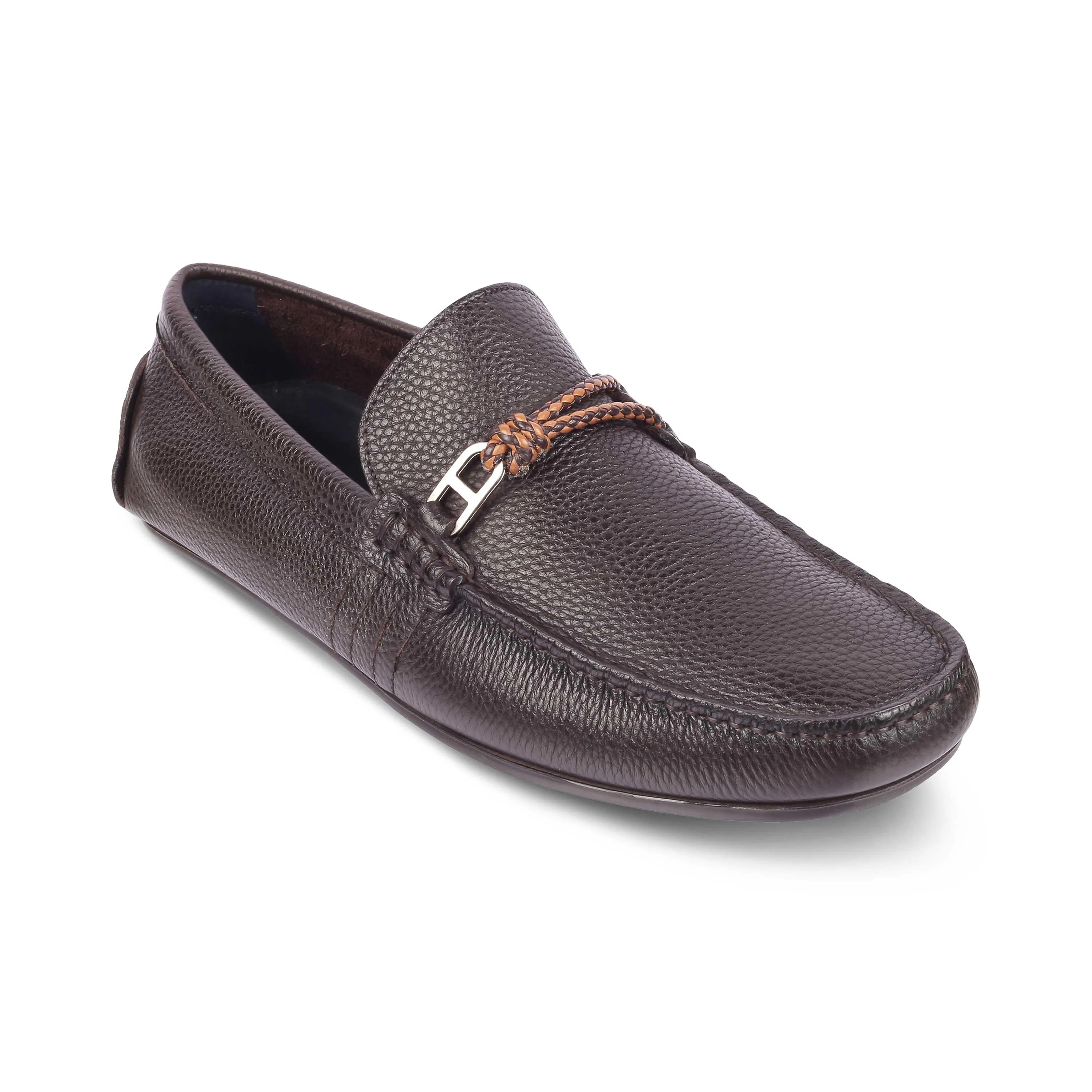 Tresmode Monoc Brown Men's Leather Driving Loafers