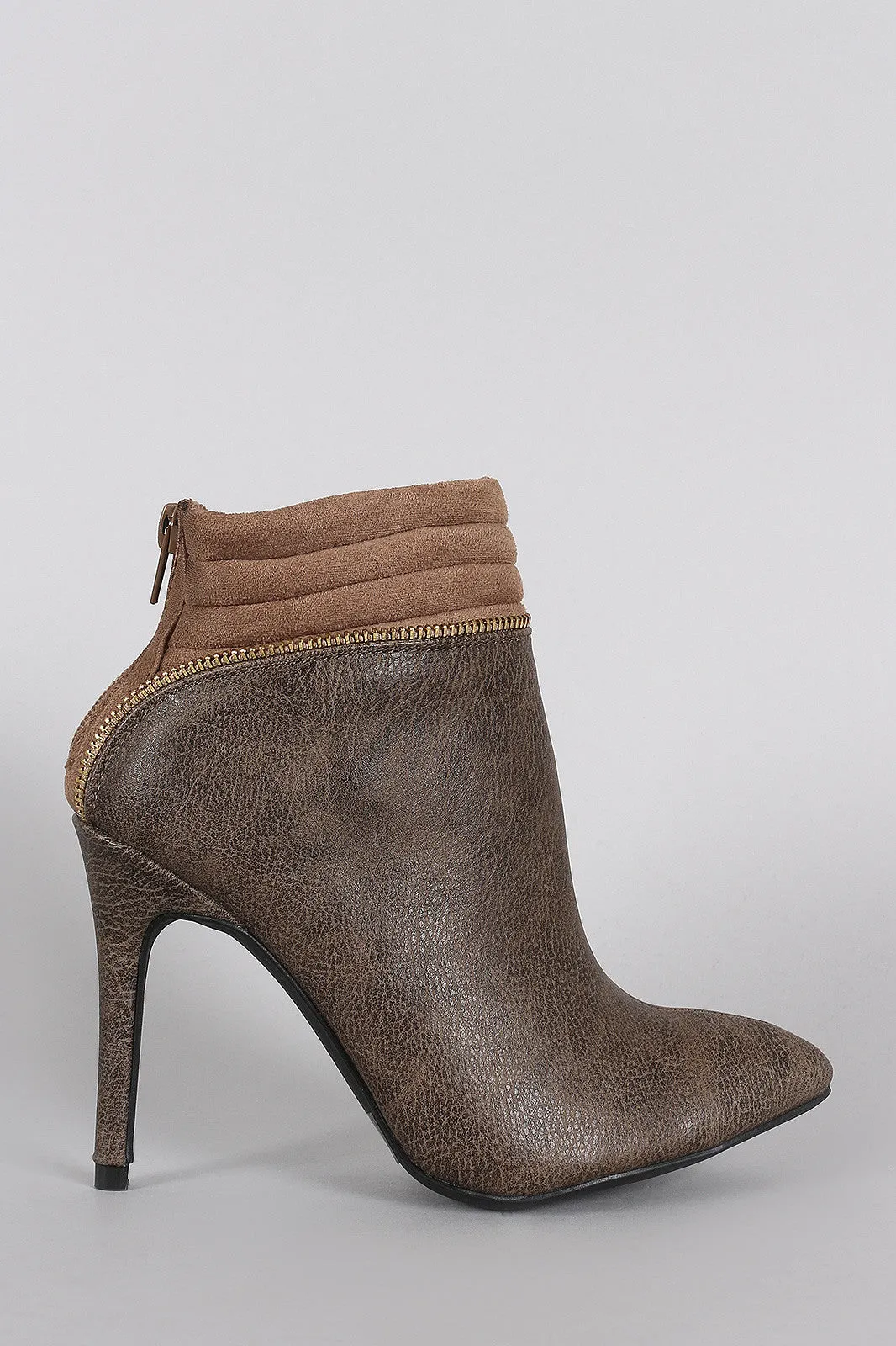 Wild Diva Lounge Pointy Toe Zipper Edge Stiletto Booties