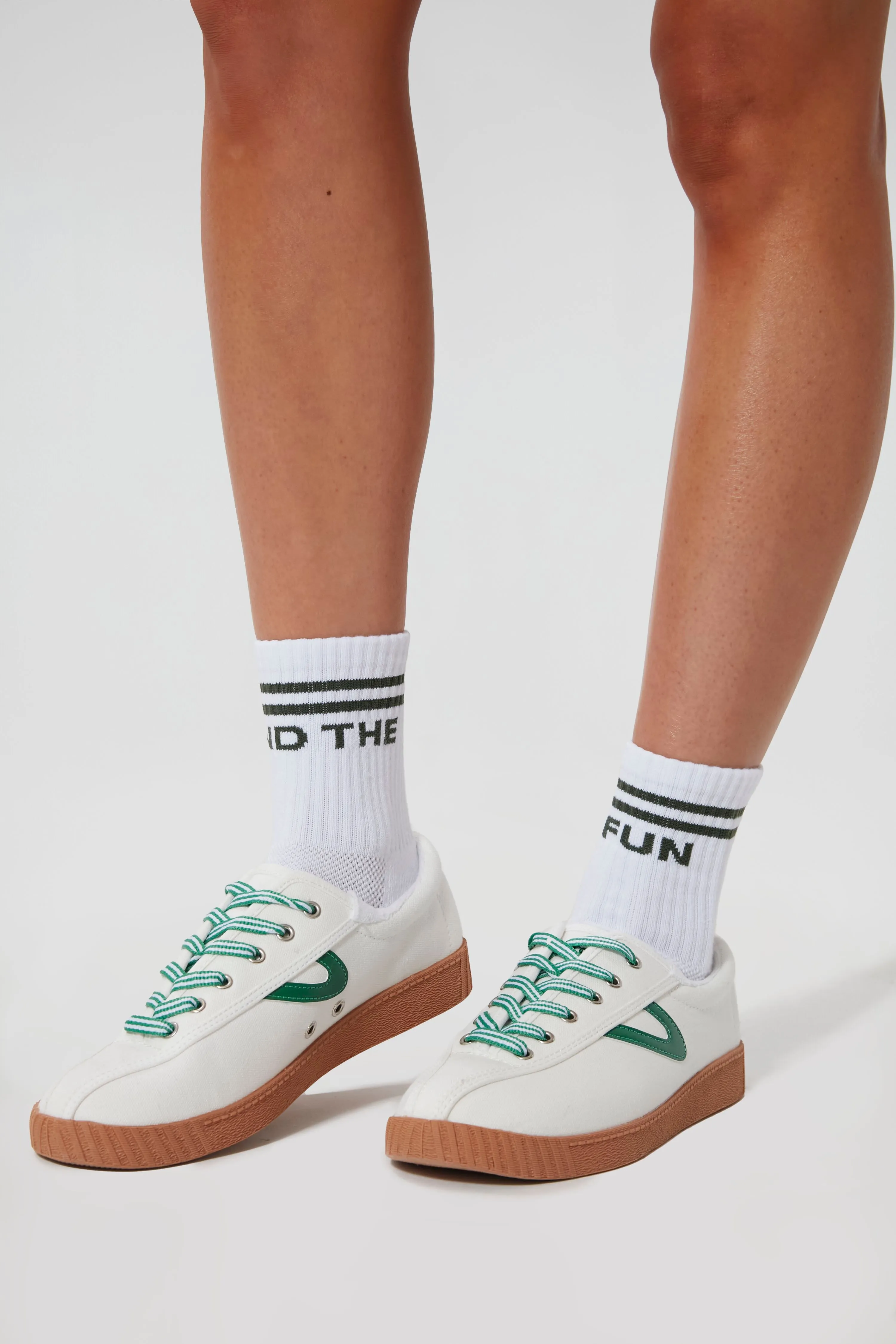 Women's Green and White Nylite Sneakers