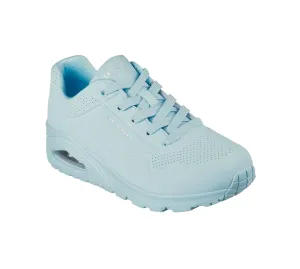 Womens Skechers Uno - Stand On Air Light Blue Lace Up Sneaker Shoes