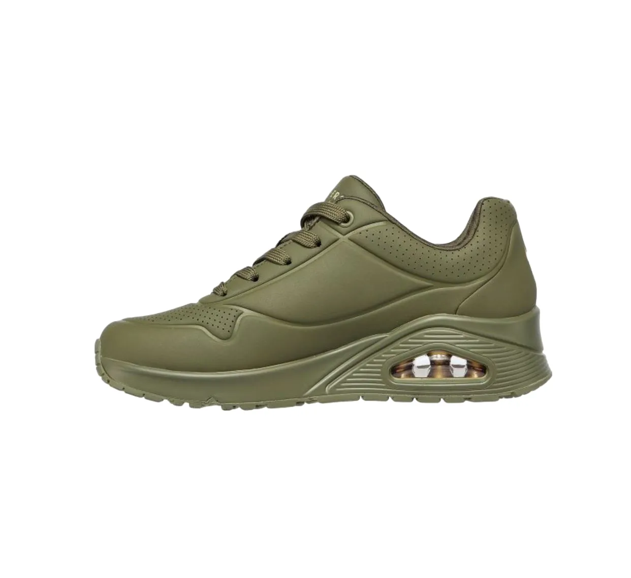 Womens Skechers Uno - Stand On Air Olive Lace Up Sneaker Shoes