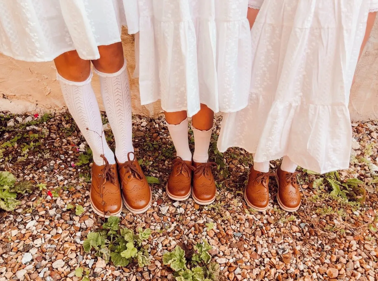 Young Soles Brando Brogue Tan Burnished Leather Shoes